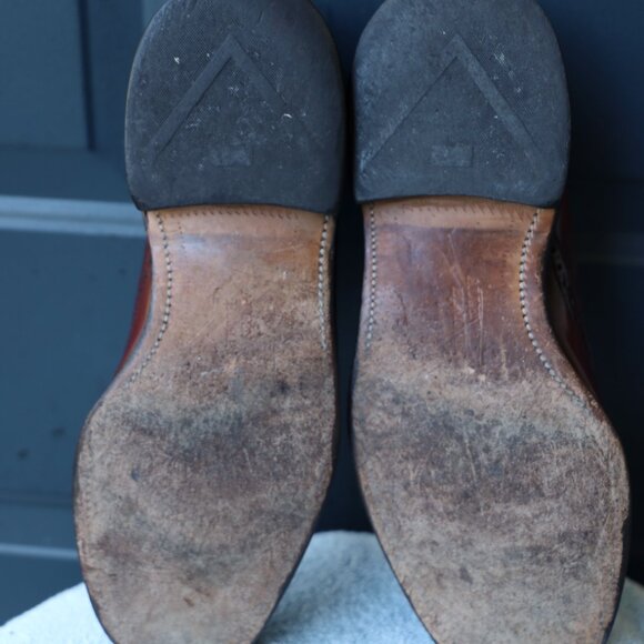 Allen Edmonds 9-D No-Model Mens Burgundy Wingtip Derby Dress Shoes - Picture 11 of 14